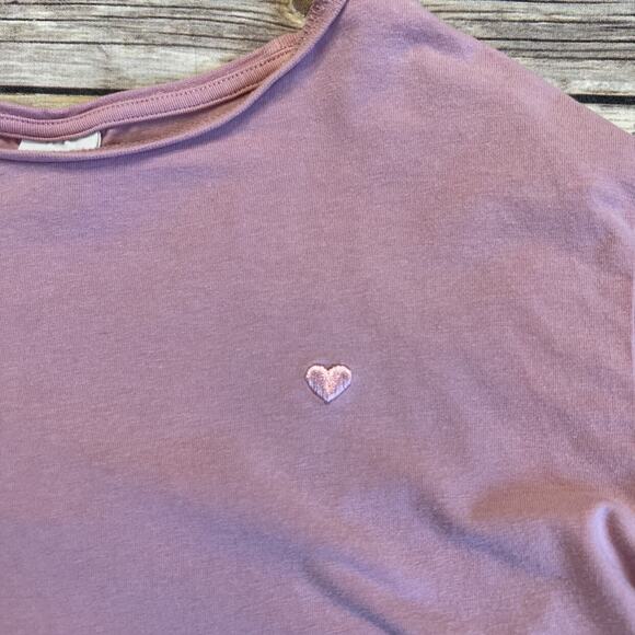 Zara Girls Pink Embroidered Heart Long Sleeve Tee 13-14 - Picture 3 of 7